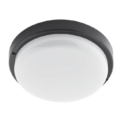 Fasadna / okrogla stenska LED svetilka (luč) / Nevtralno bela 4000K / 15W / 230V / Črno ohišje / IP54