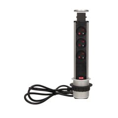 Vgradna (potopna) vtičnica / 3 EU vtičnice / 230V / INOX / ⌀85mm