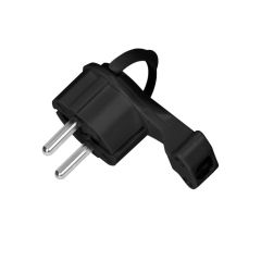 Vtikač kotni slim z držalom 16A/220V ČRN