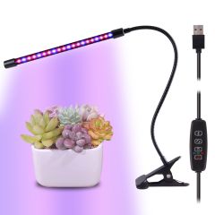 Grow LED luč / za spodbujanje rasti / 20 LED Poln spekter 380-840nm / 4W / USB priklop / z gibljivim vratom