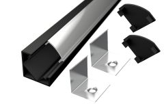 ALU kotni profil za LED trak / 2m / komplet / 18,5 x 18,5mm / ČRN