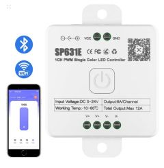 SP631E Bluetooth Wi-Fi PWM LED krmilnik – zatemnjevanje enobarvnih LED trakov 