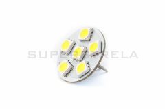 G4 LED sijalka / G4 LED žarnica / Hladno bela / 6 LED / 5050 / 1,5W = 8W / DC12V - pokončni priklop