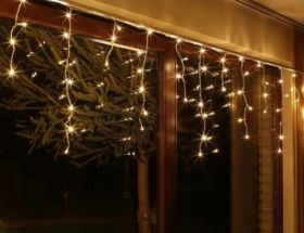 LED svetlobna BOŽIČNO novoletna zavesa 200 LED lučk / 10m / TOPLO BELA + 5% utripajoče HLADNO BELE / 230V