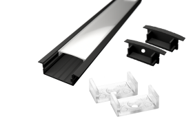 ALU vgradni ELOKSIRAN profil za LED trak / 2m / na klik / komplet / 30,5 x 10mm / ČRN