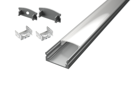 ALU nadgradni ELOKSIRAN profil za LED trak / 2m / na klik / komplet / 17,1 x 8mm ( BELI )