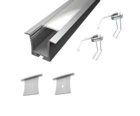 ALU vgradni ELOKSIRAN profil za LED trak / 2m / na klik / komplet / 36 x 28mm